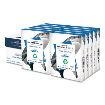 Hammermill® Great White 30 Recycled Print Paper, 92 Bright, 20lb, 8.5 X 11, White, 500 Sheets-ream, 10 Reams-carton freeshipping - TVN Wholesale